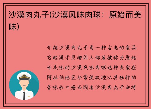 沙漠肉丸子(沙漠风味肉球：原始而美味)